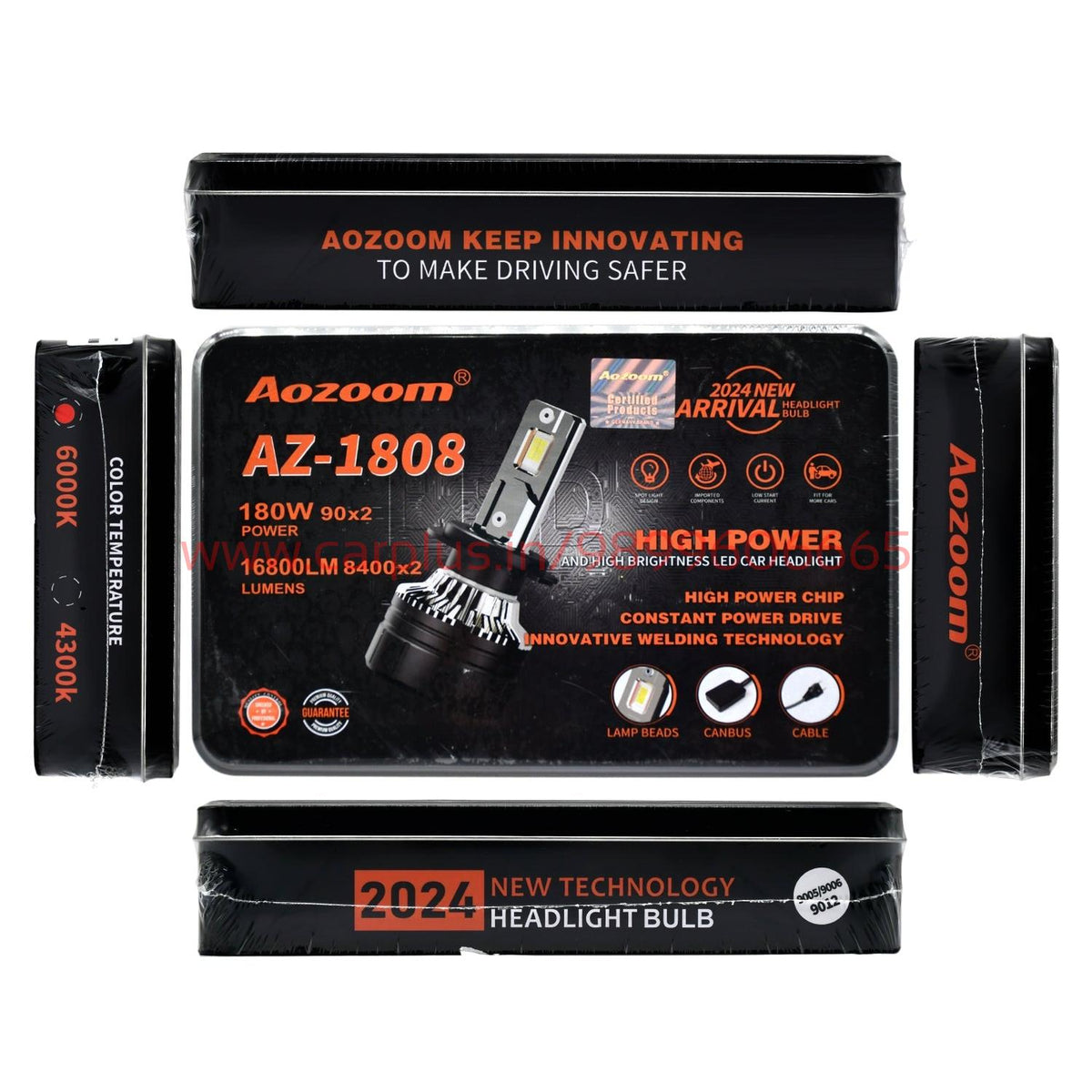 〼ページ Aozoom 180W Headlight Bulb 6000K AZ-1808 – CARPLUS