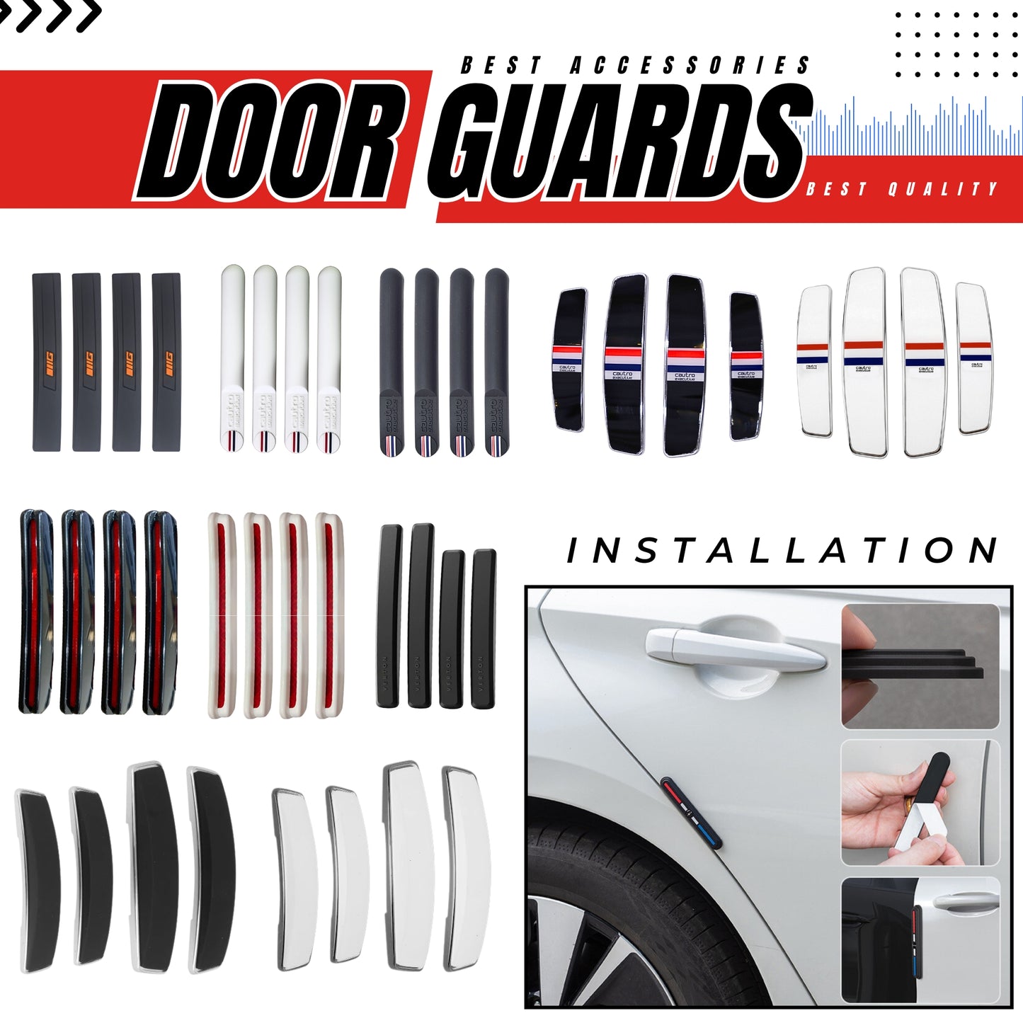 Door Guards for Toyota LC-300-DOOR GUARDS-CARPLUS-Black-GT Dynamic-CARPLUS