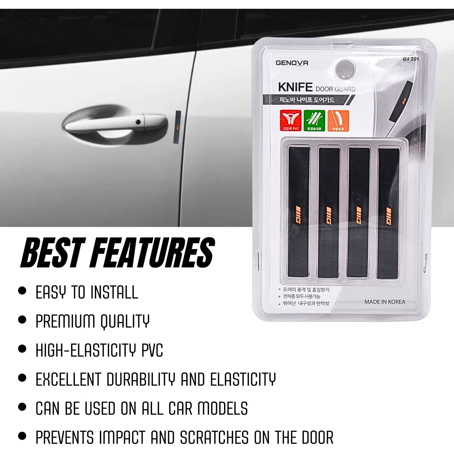 GENOVA Knife Door Guard (GV 201) - Black-DOOR GUARDS-GENOVA-CARPLUS