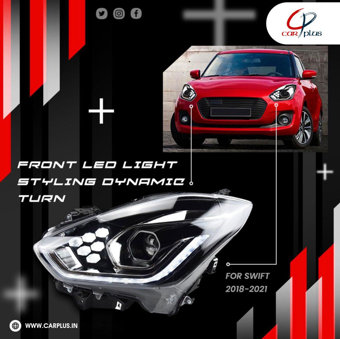 KMH Front LED Light with Dynamic Turn Style for Maruti Suzuki Swift 20 CARPLUS