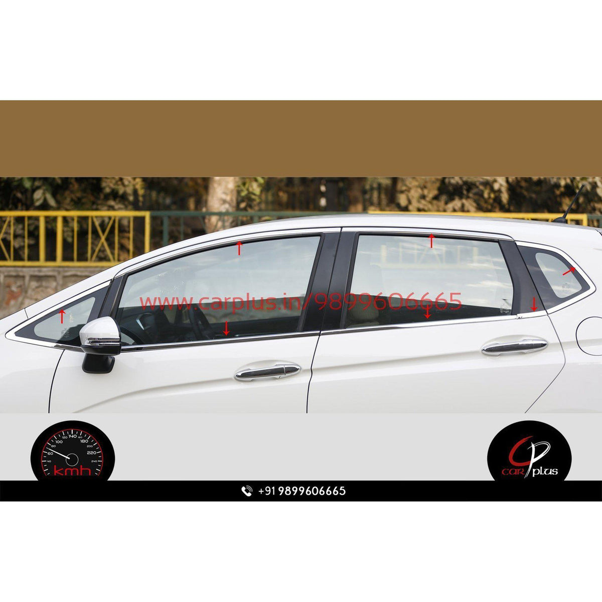KMH Window Garnish Chrome For Honda Jazz 2015 Set of 16Pcs CARPLUS