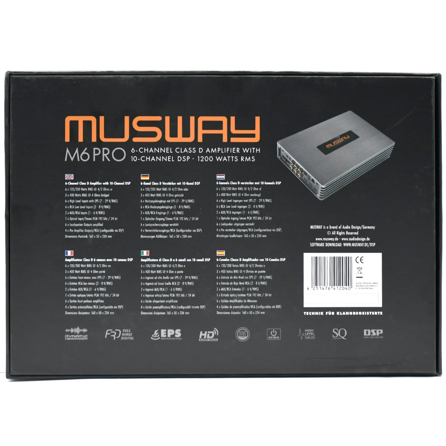 
                  
                    MUSWAY 6 Channel Amplifier With 10 Channel DSP-(M6PRO)
                  
                