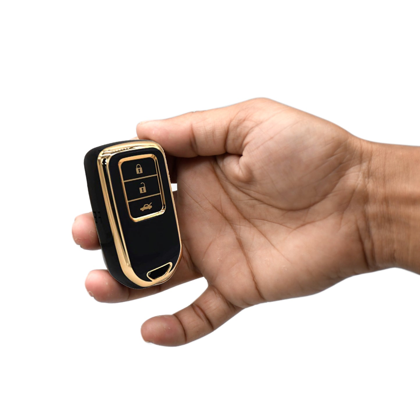 
                  
                    KMH TPU Gold Car Key Cover Compatible with Honda City, Civic, Jazz, Amaze, CR-V, WR-V, BR-V 3 Button Push Button Start Smart Key
                  
                