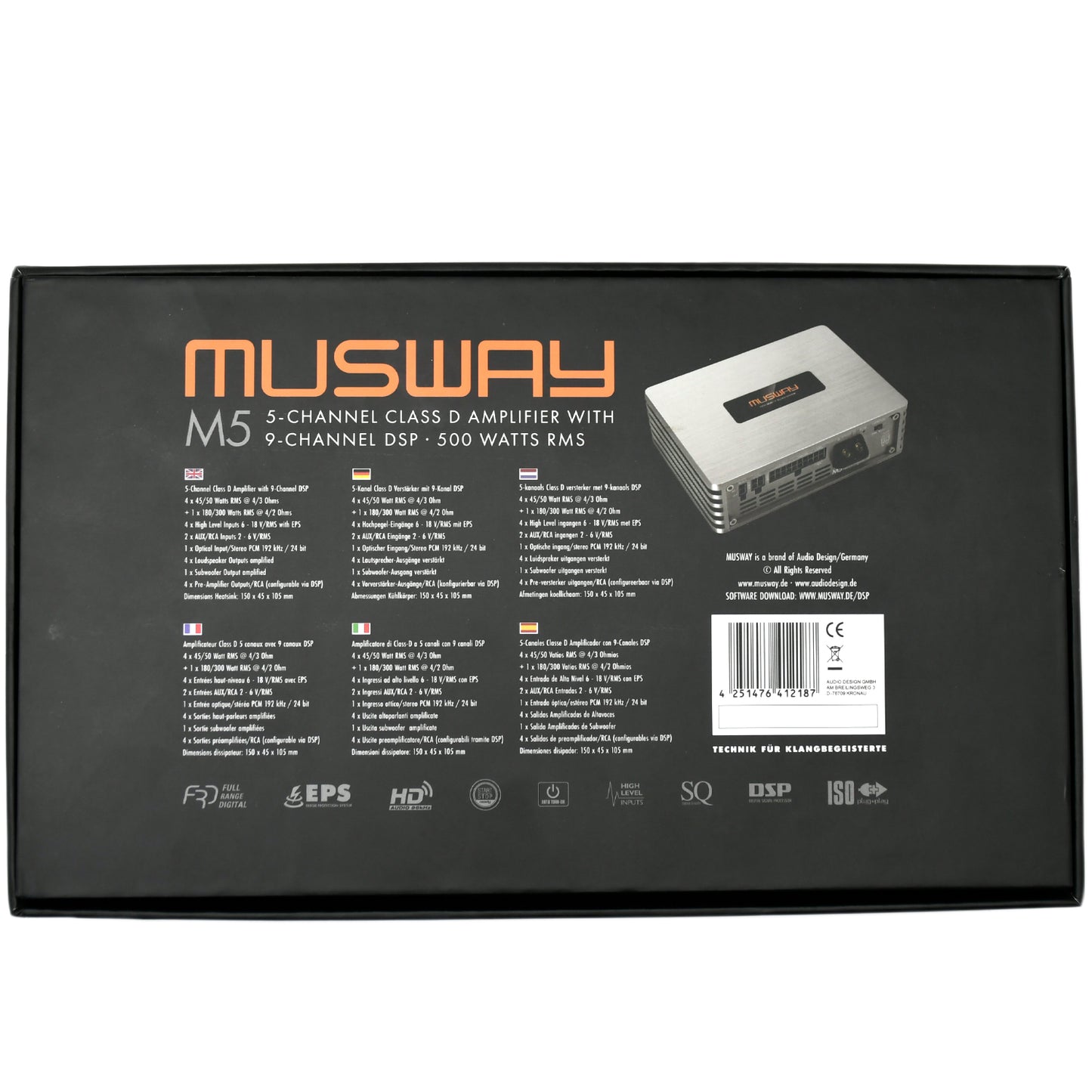 
                  
                    MUSWAY 5 Channel Amplifier With 9 Channel DSP - (M5)
                  
                
