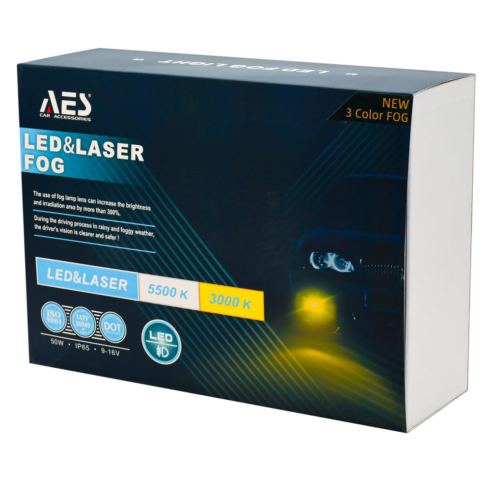 AES 3 Color LED & Laser Fog Lamp Q8 Design-LED LIGHTS-KMH-CARPLUS