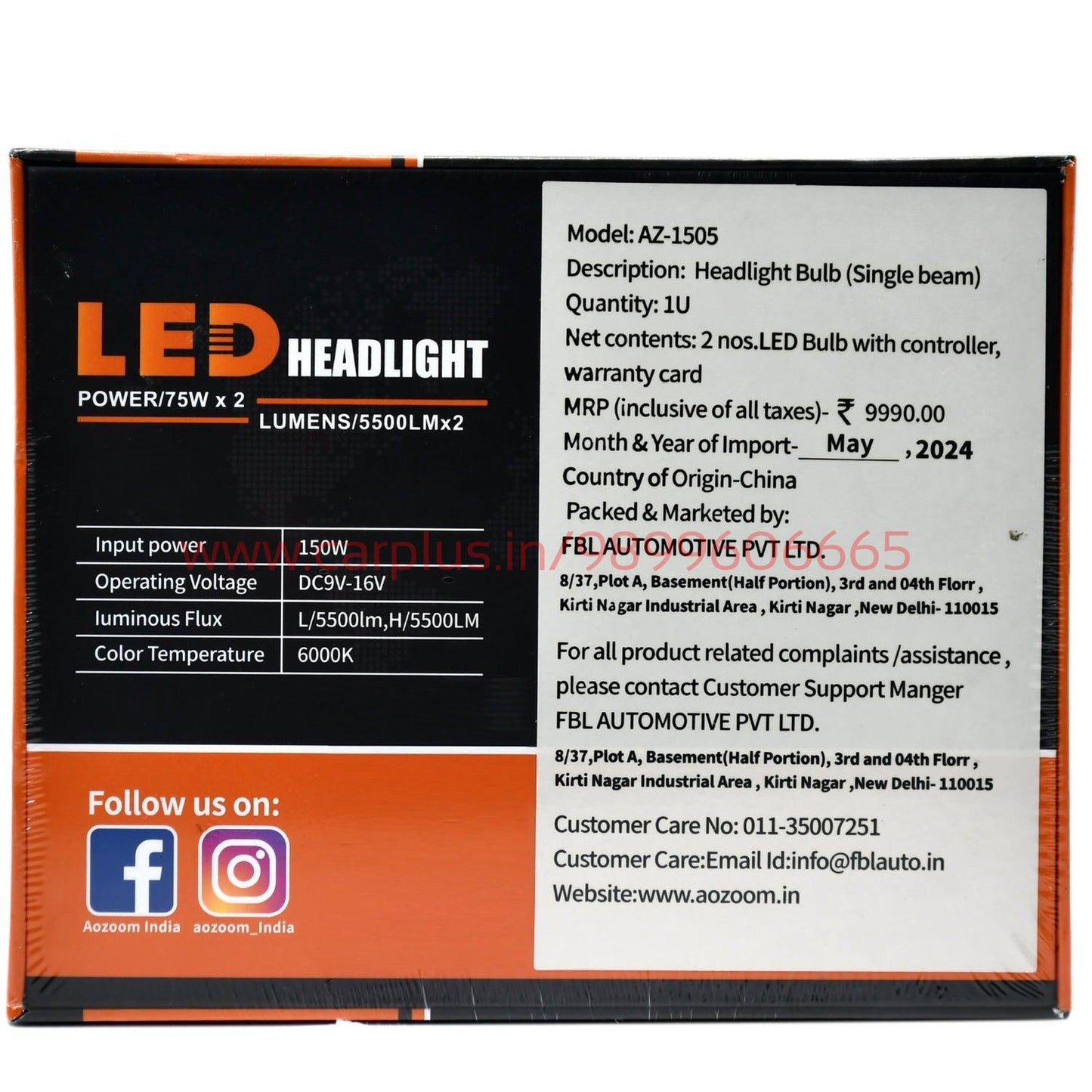
                  
                    Aozoom 150W Headlight Bulb 6000K AZ1505-9005/9006/9012-CARPLUS-CARPLUS
                  
                