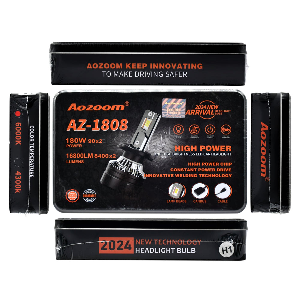 Aozoom 180W Headlight Bulb 6000K AZ1808-H1-CARPLUS-CARPLUS