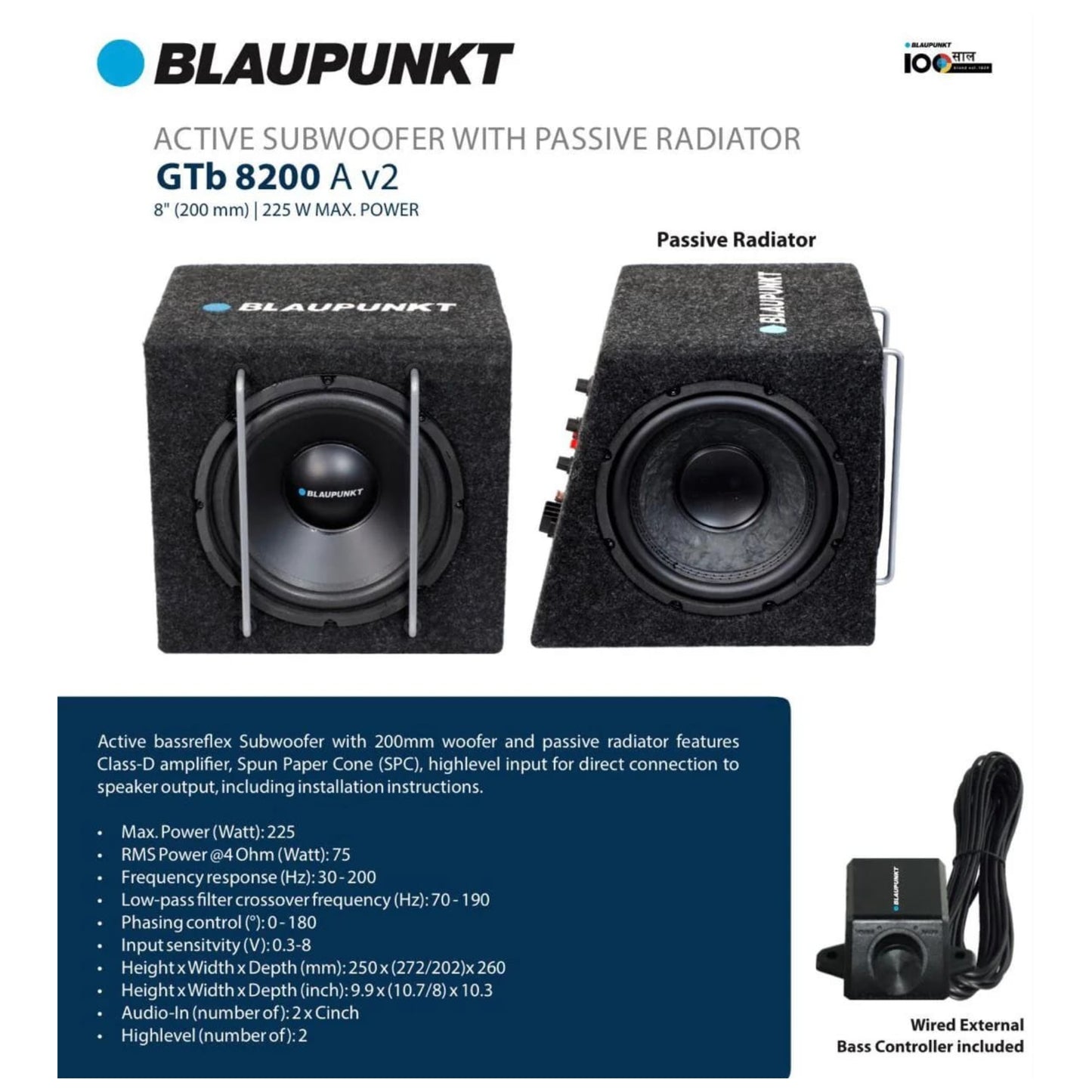 
                  
                    BLAUPUNKT High Power Active 8” Enclosure Subwoofer - GTb 8200 A-V2-SUBWOOFER-BLAUPUNKT-CARPLUS
                  
                
