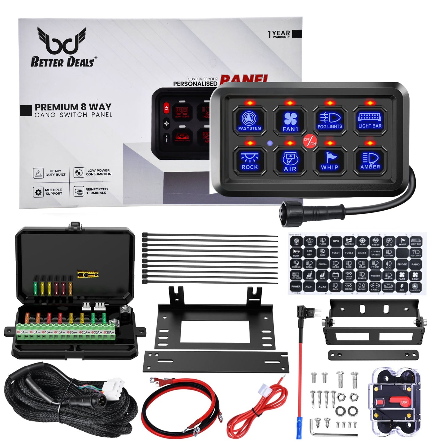 
                  
                    BETTER DEALS Premium 8 Way Gang Switch Panel-SWITCH-BETTER DEALS-CARPLUS
                  
                