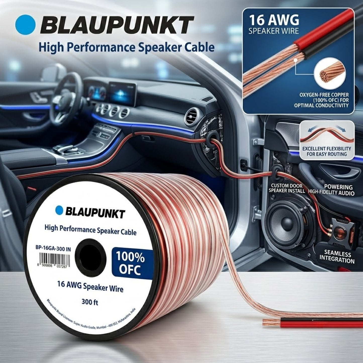 
                  
                    BLAUPUNKT BP – 16GA – 300 – IN (16 GA OFC Speaker Wire – 91 Meters)-SPEAKER WIRE-BLAUPUNKT-CARPLUS
                  
                