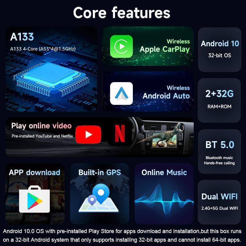 
                  
                    Wireless Carplay Android Auto-CA91(2GB+32GB / Android 13)-CARPLAY-KMH-CARPLUS
                  
                