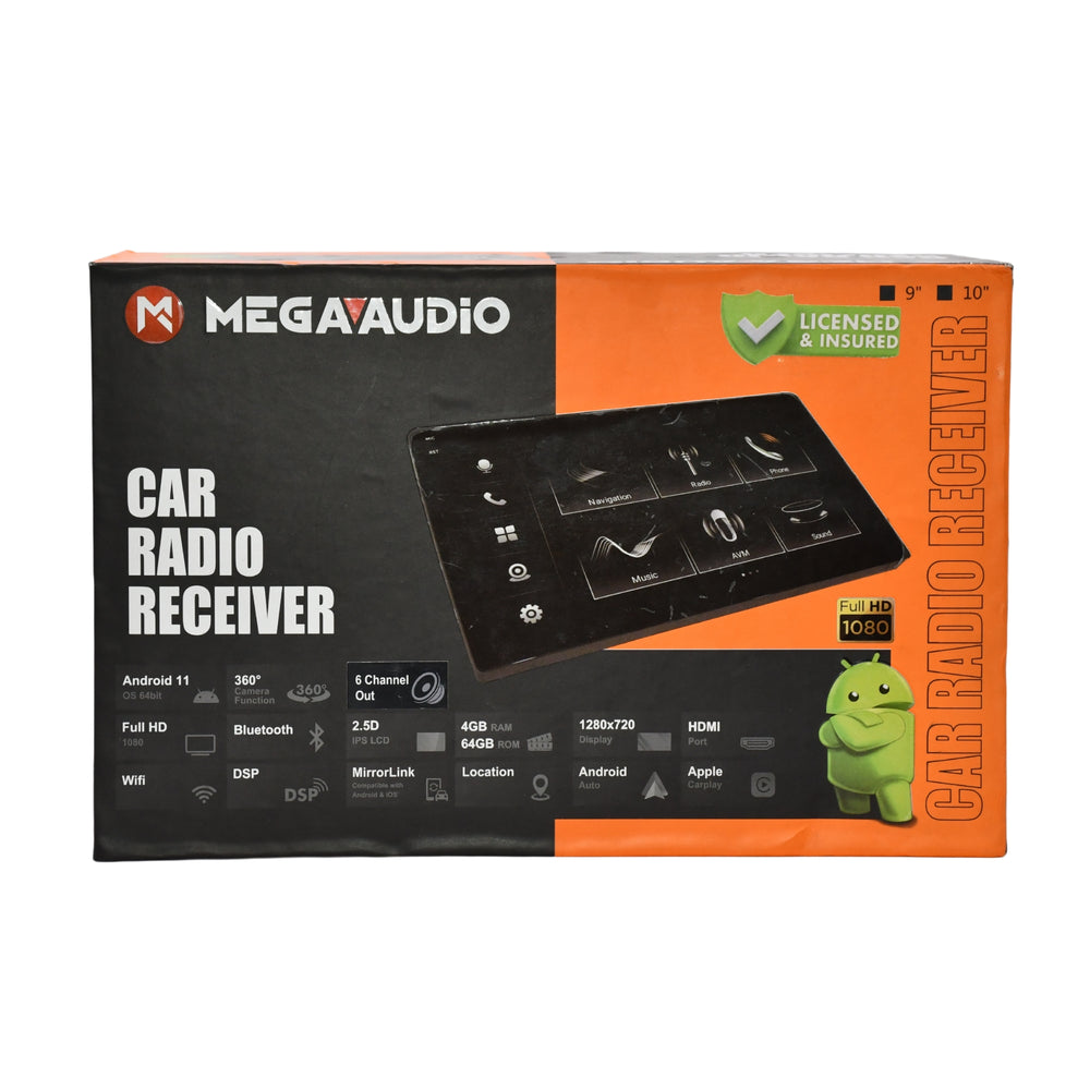 MEGA AUDIO HU-919-T9463R Car Radio Reciever 9 Inch (4GB+64GB)