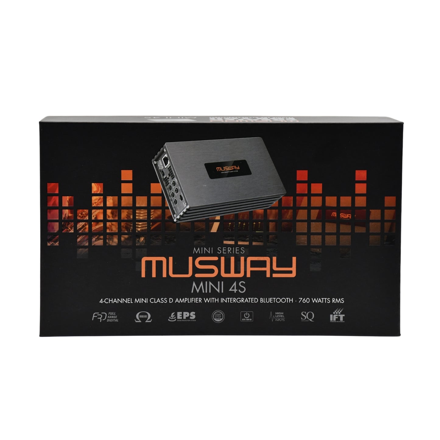 
                  
                    MUSWAY 4 Channel Mini Class D Amplifier With Integrated Bluetooth | 760 Watts RMS - MINI 4S
                  
                