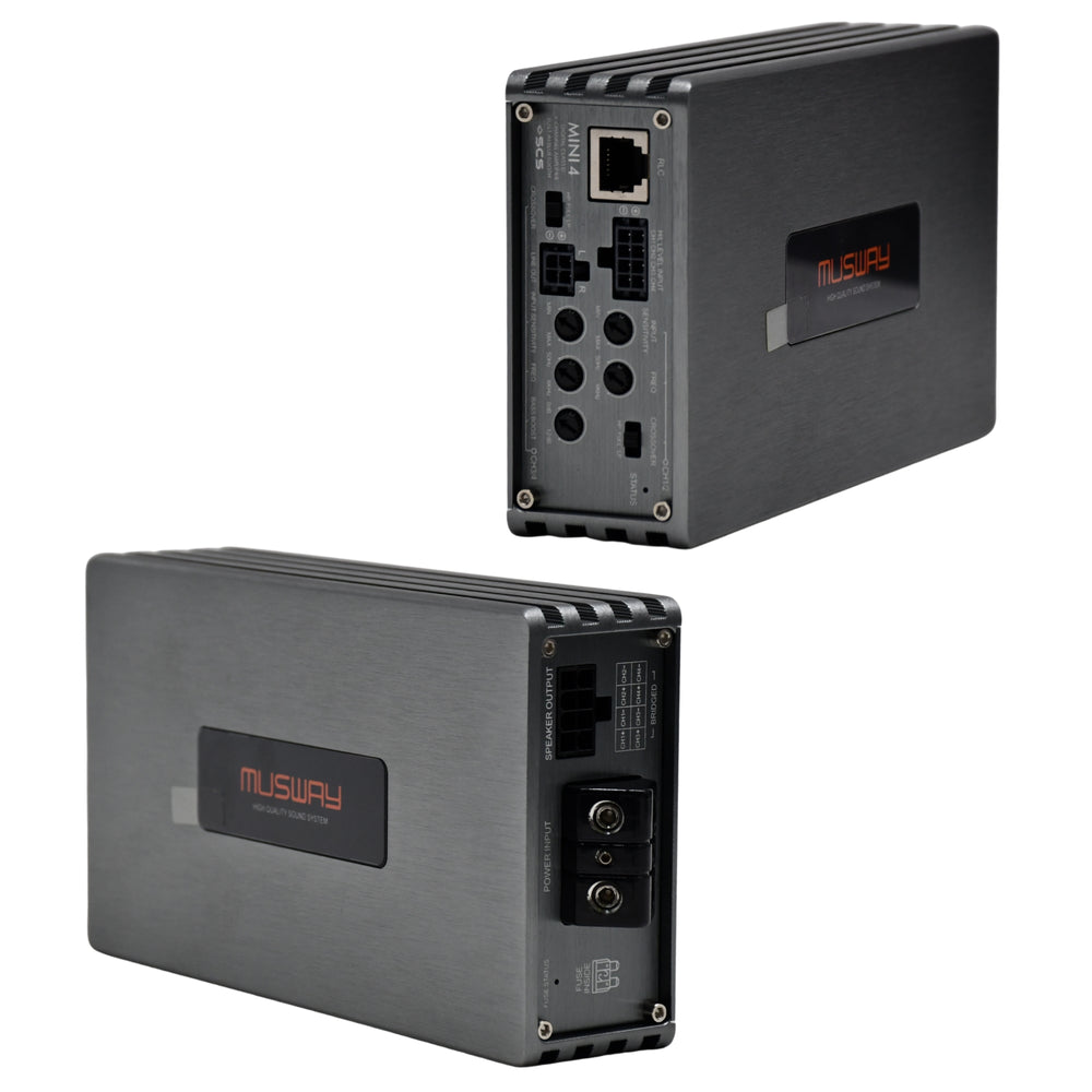 
                  
                    MUSWAY 4 Channel Mini Class D Amplifier With Integrated Bluetooth | 760 Watts RMS - MINI 4S
                  
                