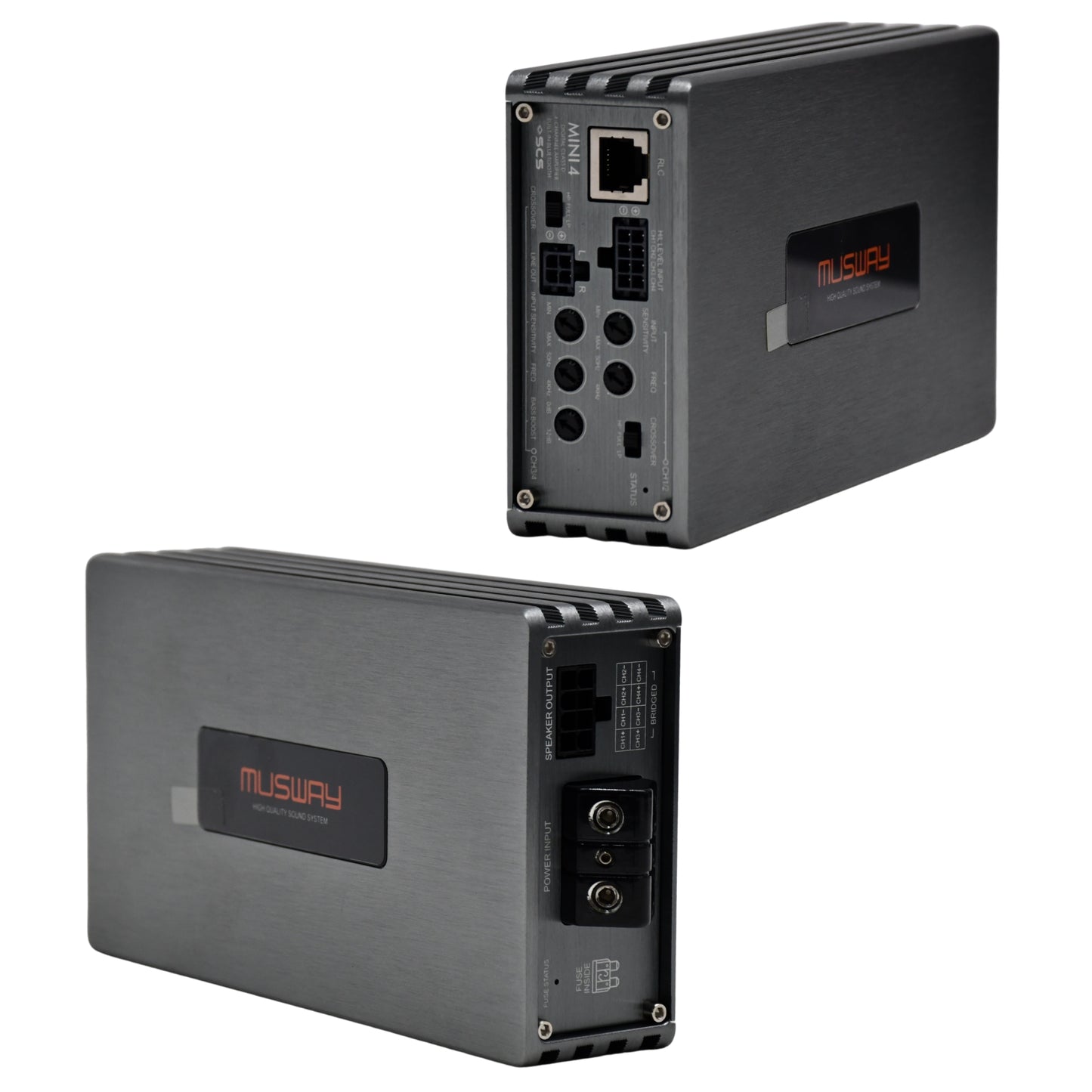 
                  
                    MUSWAY 4 Channel Mini Class D Amplifier With Integrated Bluetooth | 760 Watts RMS - MINI 4S
                  
                