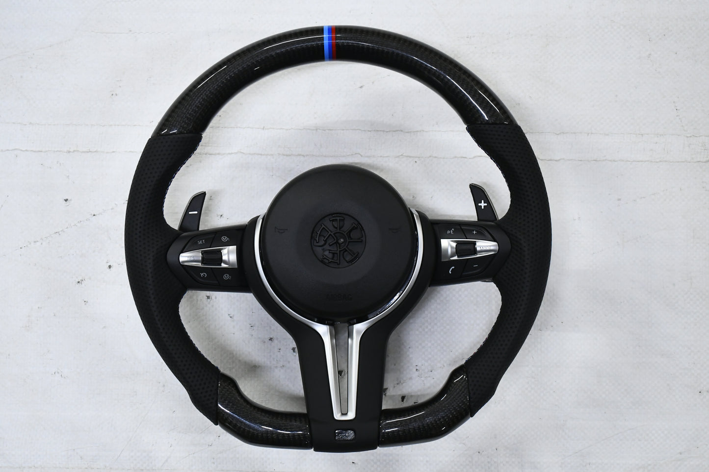 
                  
                    BMW M3 F30 Steering Wheel real carbon, 3 Series F30 2013-19 , 1 Series F20 2013-18 , X1 F48 2016-22 , X3 F25 2010-16, X5 F15 2014-17 , 3 GT F34 , X6 2014-17
                  
                
