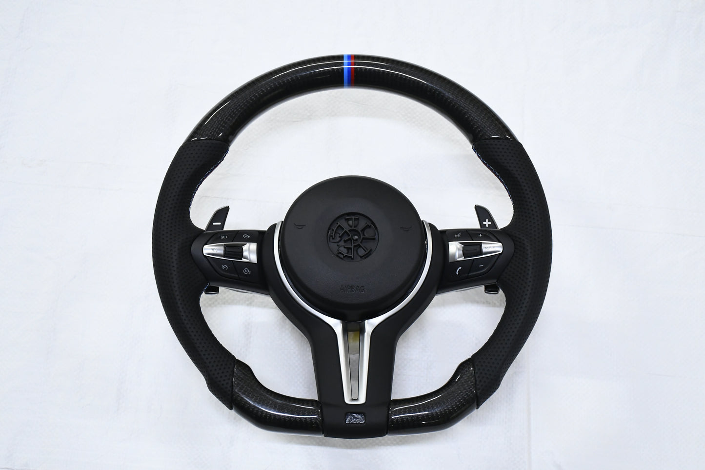 
                  
                    BMW M3 F30 Steering Wheel real carbon, 3 Series F30 2013-19 , 1 Series F20 2013-18 , X1 F48 2016-22 , X3 F25 2010-16, X5 F15 2014-17 , 3 GT F34 , X6 2014-17
                  
                