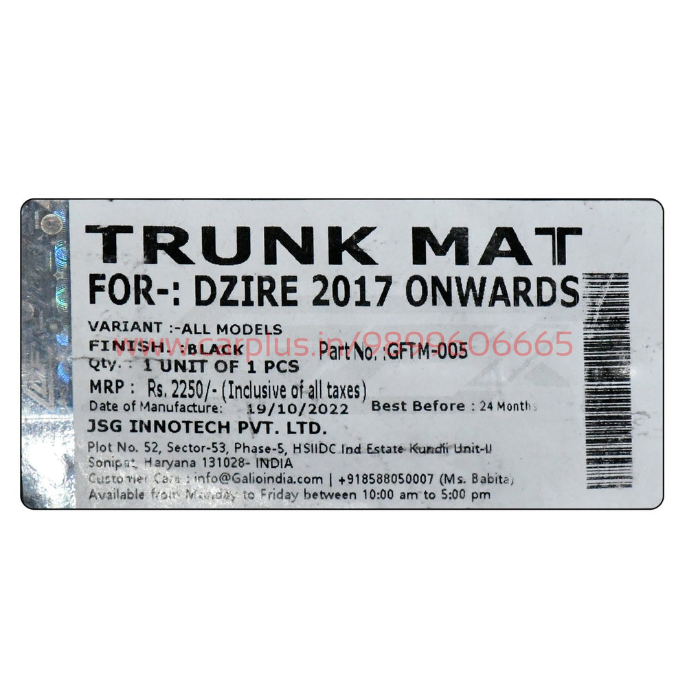 
                  
                    GFX Car Trunk Mat for Maruti Suzuki Dzire 2017 Onwards-CARGO BOOT MATS-GFX-CARPLUS
                  
                