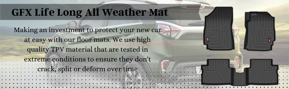 GFX Life Long Car Mats for Kia Seltos 2019 2021 Black CARPLUS