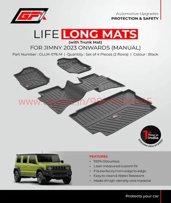 GFX Life Long Car Mats for Maruti Suzuki Jimny with Trunk Mat