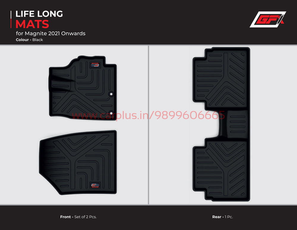 
                  
                    GFX Life Long Car Mats for Nissan Magnite 2021 onwards Manual-Black-LIFE LONG CAR MATS-GFX-CARPLUS
                  
                