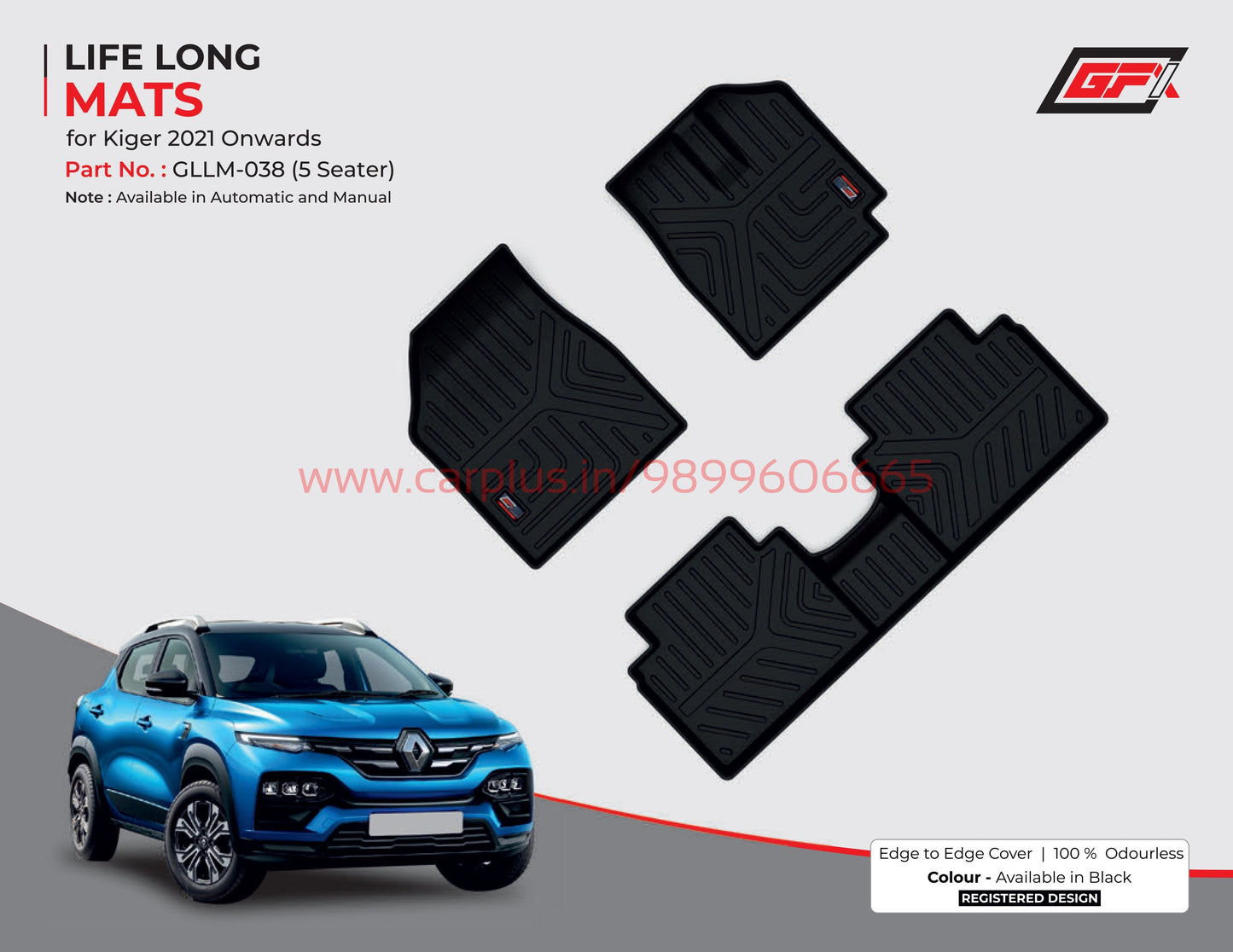 
                  
                    GFX Life Long Car Mats for Renault Kiger (2021 Onwards) Automatic-Black-LIFE LONG CAR MATS-GFX-CARPLUS
                  
                