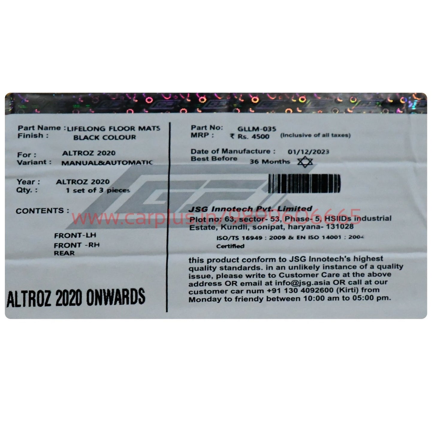 
                  
                    GFX Life Long Car Mats for Tata Altroz (2020-2021)-Black-LIFE LONG CAR MATS-GFX-CARPLUS
                  
                