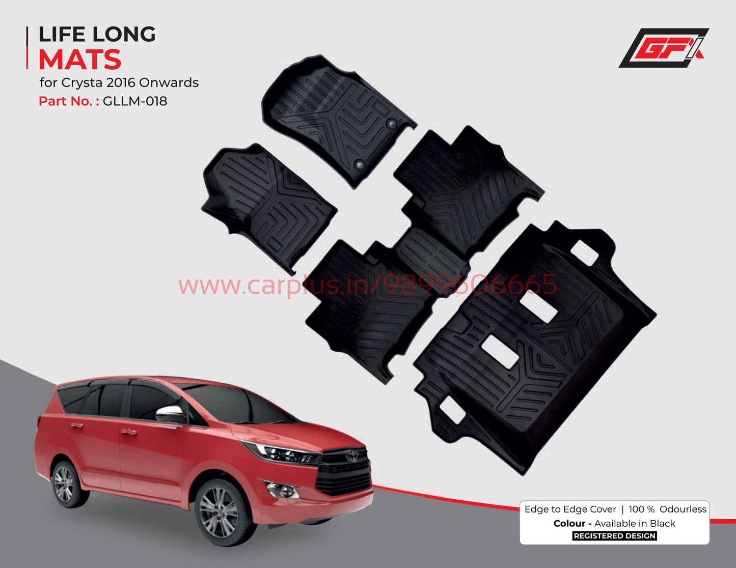 
                  
                    GFX Life Long Car Mats for Toyota Innova Crysta Automatic (2016 Onwards)-Black-LIFE LONG CAR MATS-GFX-CARPLUS
                  
                