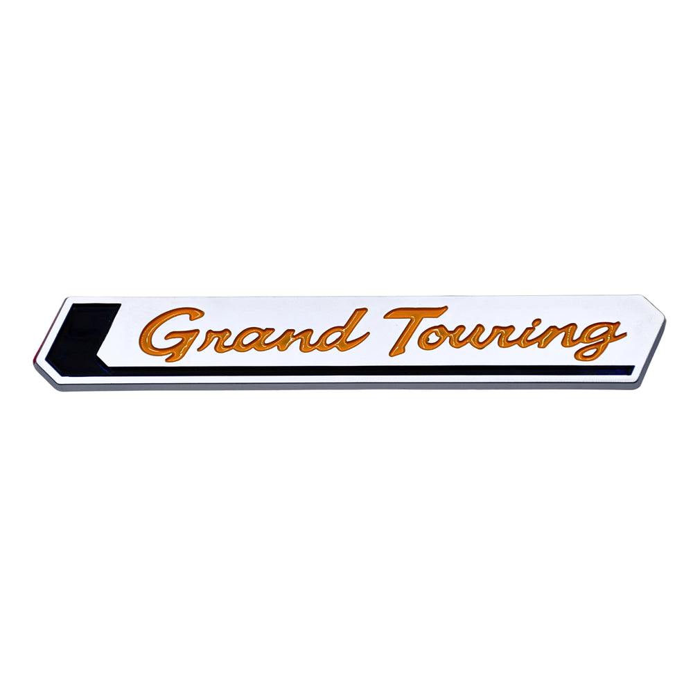 GRAND TOURING Emblem 3D Badge Yellow & Silver With Black Stripes-BADGES-CARPLUS-CARPLUS