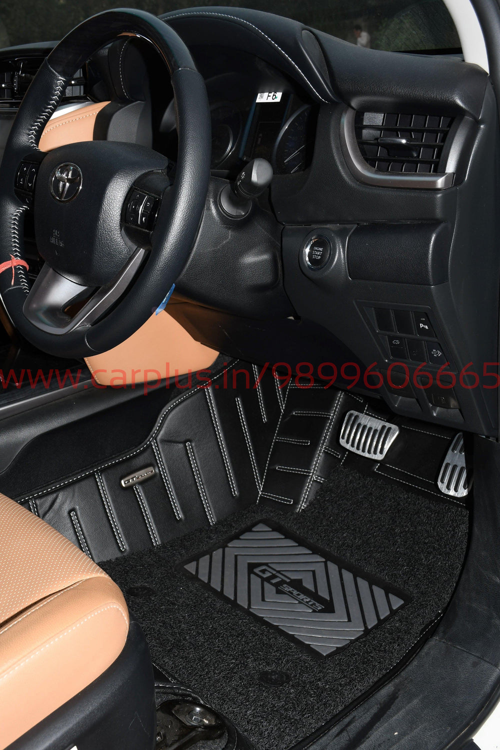 GT Sports 7D Leatherite Car Mats With Grass for Toyota Fortuner/Innova Crysta(Manual)-Black(GM-Black)-7D MATS-GT-SPORTS-CARPLUS