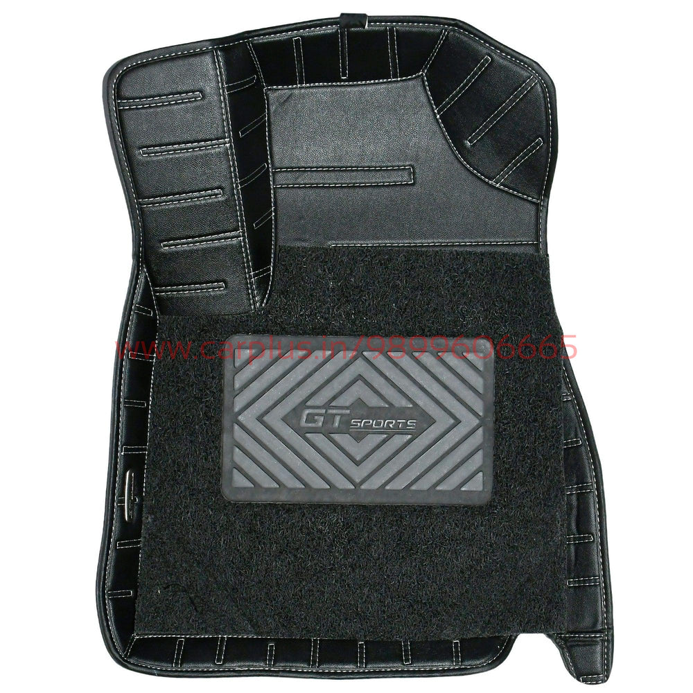 GT Sports 7D Leatherite Car Mats With Grass for Toyota Hycross Black With Silver Stiching(GM-Black)-7D MATS-TOP GEAR-CARPLUS