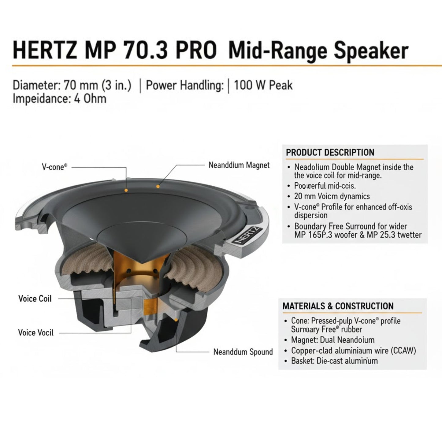 
                  
                    HERTZ Mid Range Component Speaker - Millepro series-MP 70.3-MIDRANGE-HERTZ-CARPLUS
                  
                