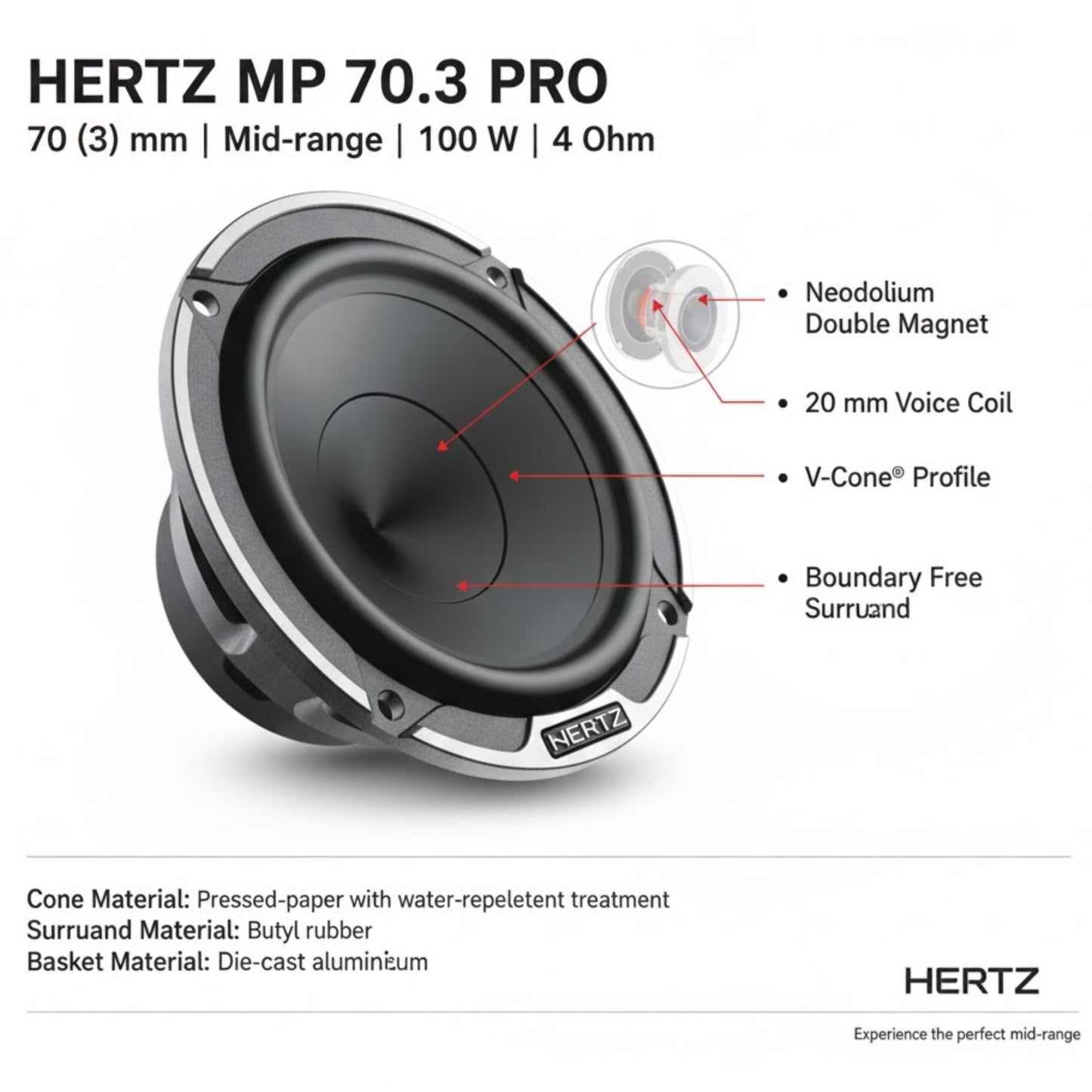 
                  
                    HERTZ Mid Range Component Speaker - Millepro series-MP 70.3-MIDRANGE-HERTZ-CARPLUS
                  
                
