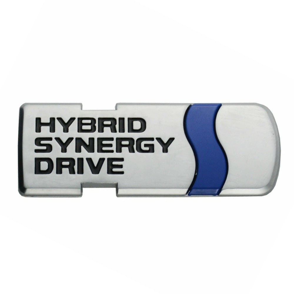 HYBRID SYNERGY DRIVE Emblem 3D Badge-BADGES-CARPLUS-Black & Silver With Dard Blue Wavy Line-CARPLUS