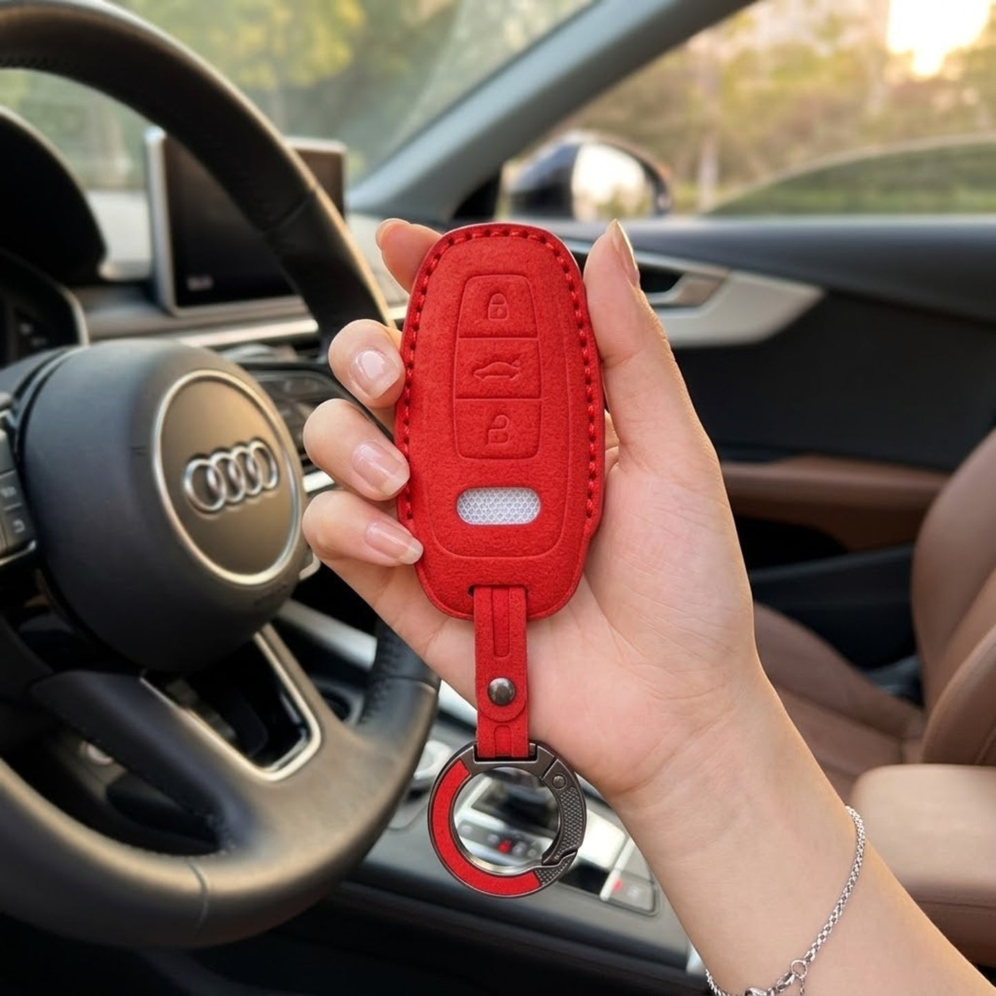 
                  
                    KMH Alcantara Key Cover for Audi(D4)-KEY COVER-KMH-Red-CARPLUS
                  
                