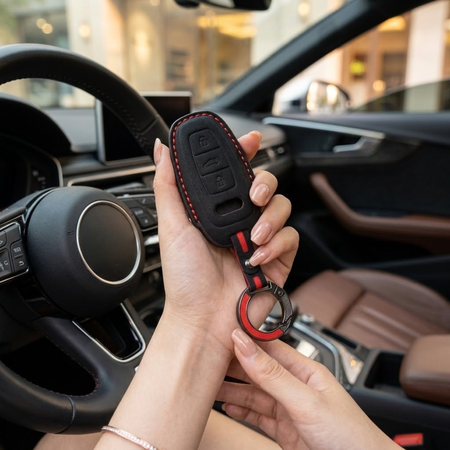 
                  
                    KMH Alcantara Key Cover for Audi(D4)-KEY COVER-KMH-Red-CARPLUS
                  
                