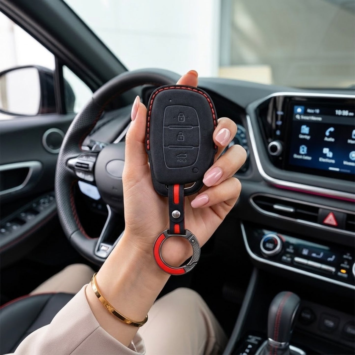 
                  
                    KMH Alcantara Key Cover for Hyundai(D1)-KEY COVER-KMH-Red-CARPLUS
                  
                