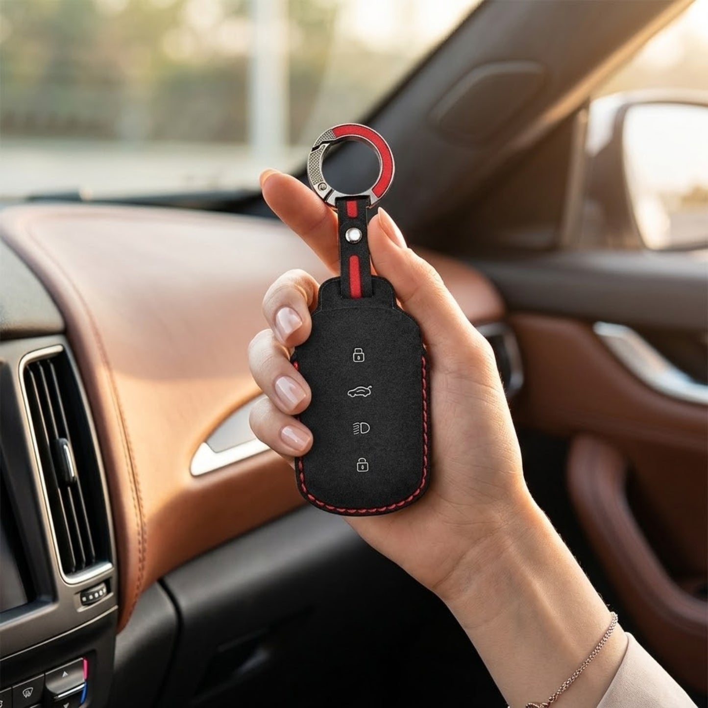 
                  
                    KMH Alcantara Key Cover for Tata(D3)-KEY COVER-KMH-Red-CARPLUS
                  
                