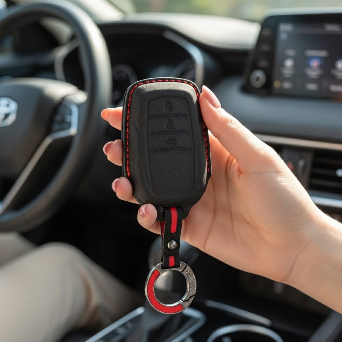 
                  
                    KMH Alcantara Key Cover for Toyota(D3)-KEY COVER-KMH-Red-CARPLUS
                  
                