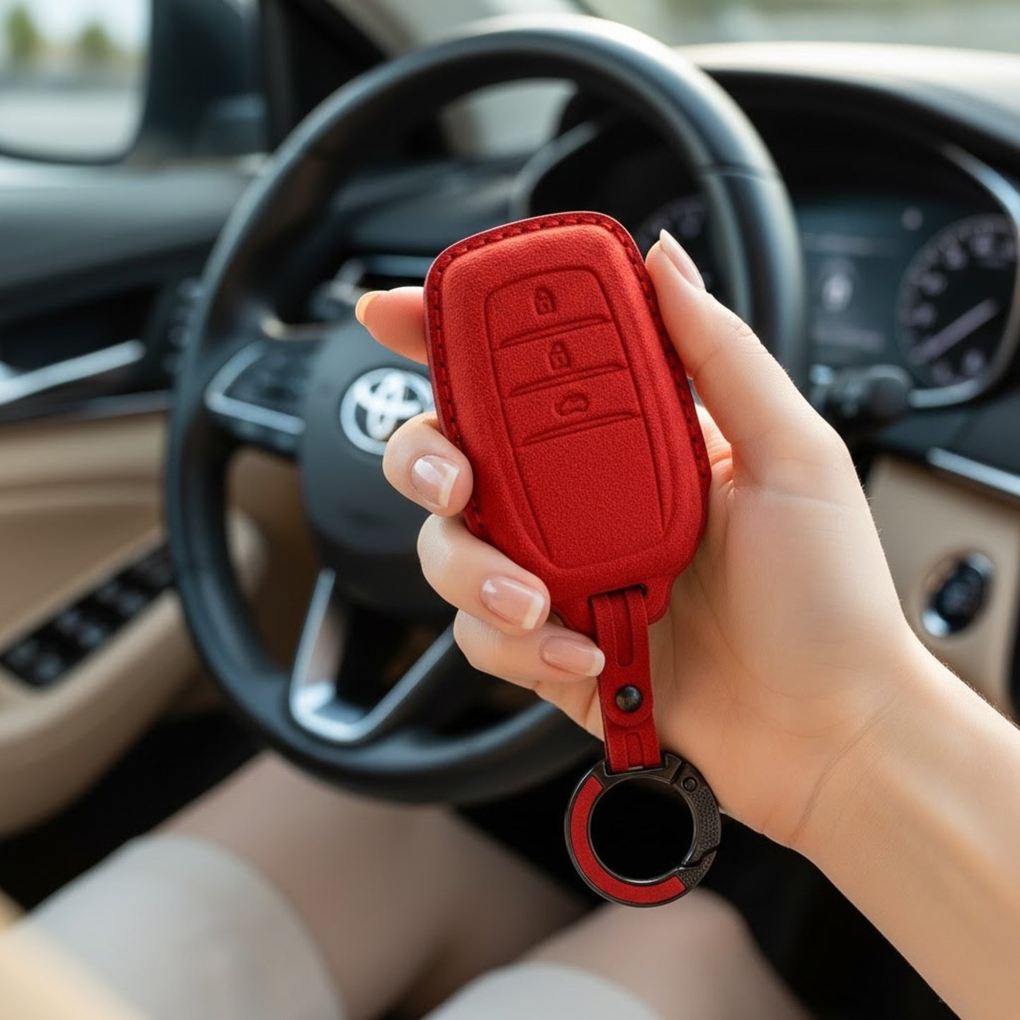 
                  
                    KMH Alcantara Key Cover for Toyota(D3)-KEY COVER-KMH-Red-CARPLUS
                  
                