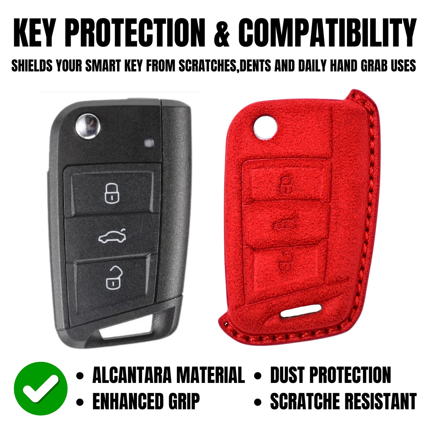 
                  
                    KMH Alcantara Key Cover for Volkswagen(D1)-KEY COVER-KMH-Red-CARPLUS
                  
                