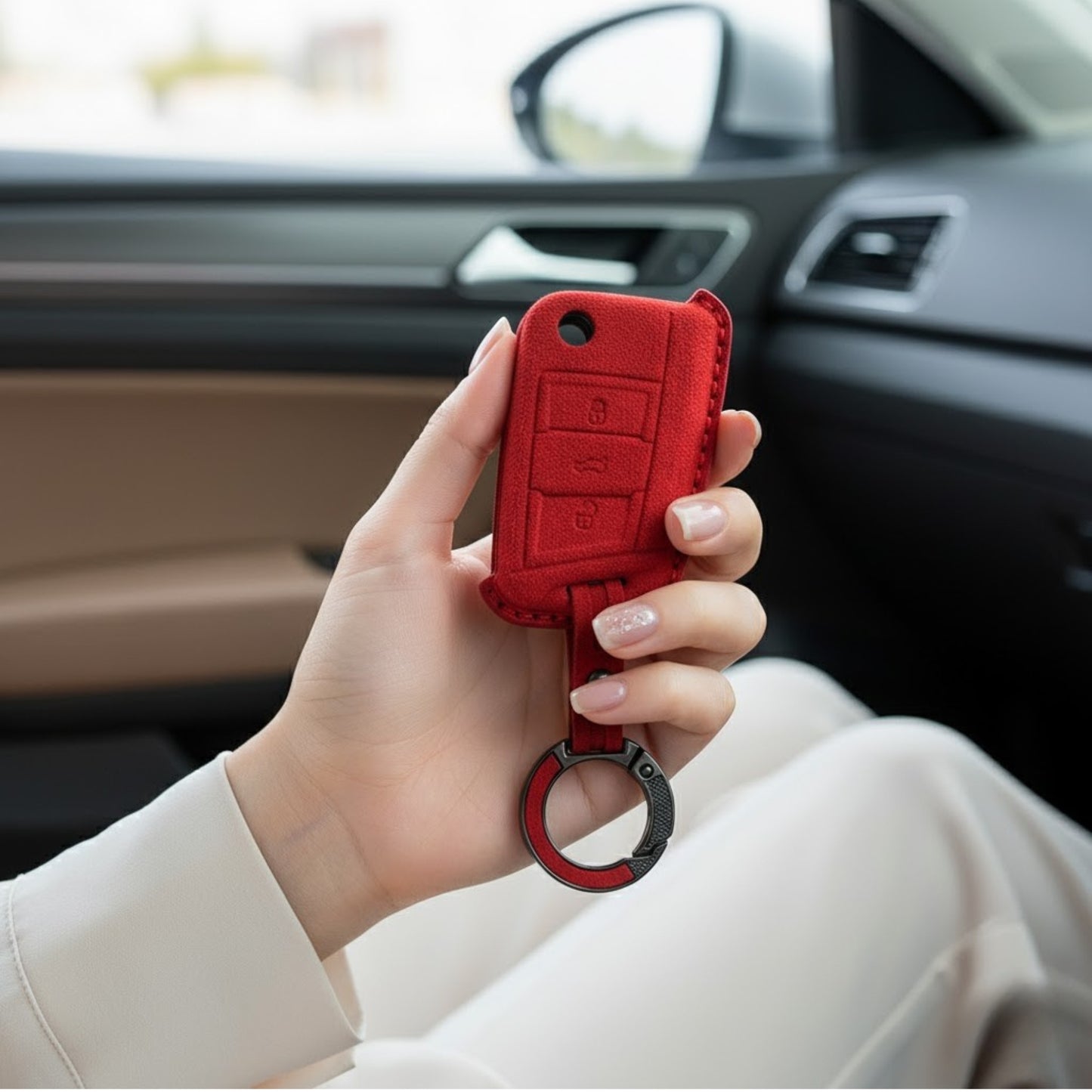 
                  
                    KMH Alcantara Key Cover for Volkswagen(D1)-KEY COVER-KMH-Red-CARPLUS
                  
                