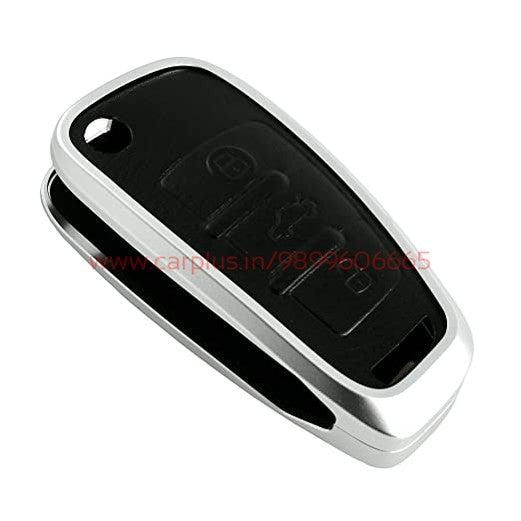 KMH Aluminium Alloy with Leather Car Key Cover Compatible for Audi
