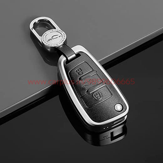 
                  
                    KMH Aluminium Alloy with Leather Car Key Cover Compatible for Audi A1 A3 A6 Q2 Q3 Q7 TT TTS R8 S3 S6 RS3 3 Button Smart Key-TPU ALUMINIUM KEY COVER-KMH-Silver Black-With Key Chain-CARPLUS
                  
                