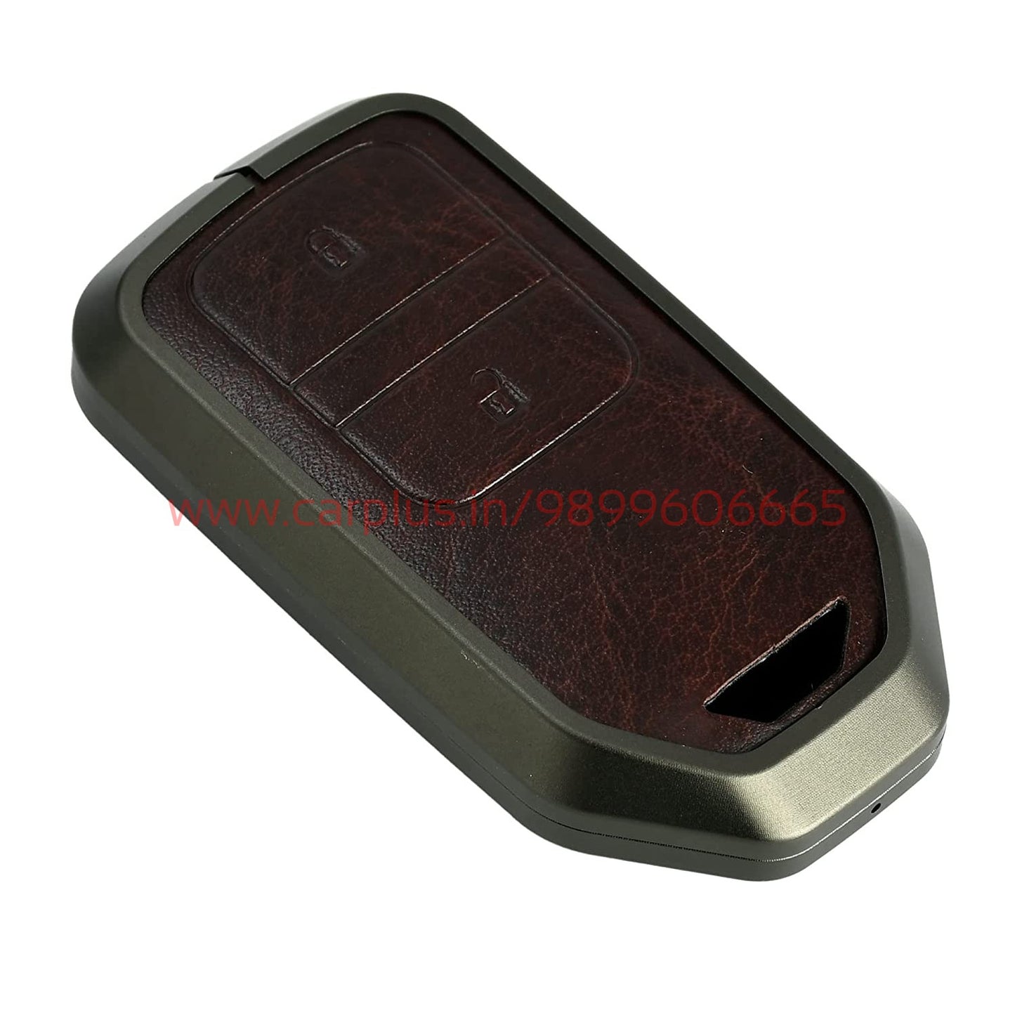 
                  
                    KMH Aluminium Alloy with Leather Car Key Cover Compatible for Honda BRV , WRV , CRV , Jazz , City 2 Button Smart Key-TPU ALUMINIUM KEY COVER-KMH-Gun Brown-With Key Chain-CARPLUS
                  
                