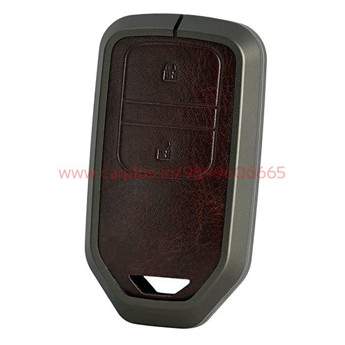 
                  
                    KMH Aluminium Alloy with Leather Car Key Cover Compatible for Honda BRV , WRV , CRV , Jazz , City 2 Button Smart Key-TPU ALUMINIUM KEY COVER-KMH-Gun Brown-Without Keychain-CARPLUS
                  
                