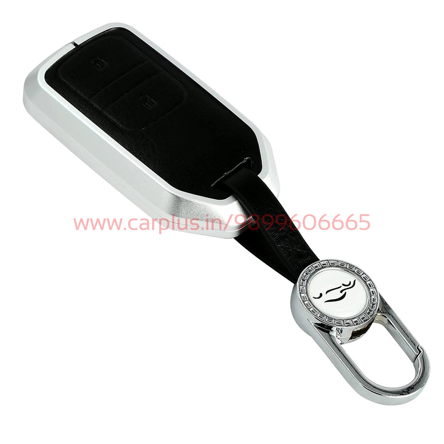 
                  
                    KMH Aluminium Alloy with Leather Car Key Cover Compatible for Honda BRV , WRV , CRV , Jazz , City 2 Button Smart Key-TPU ALUMINIUM KEY COVER-KMH-Silver Black-With Key Chain-CARPLUS
                  
                