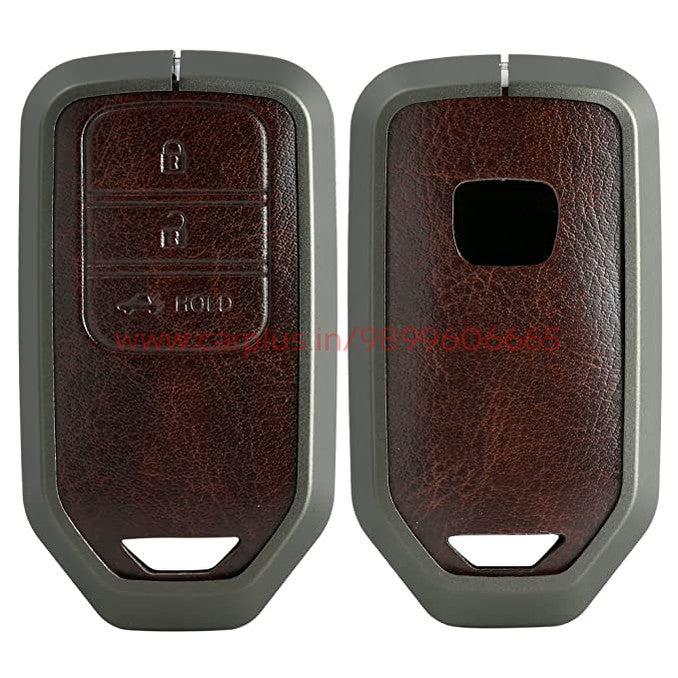
                  
                    KMH Aluminium Alloy with Leather Car Key Cover Compatible for Honda City, Civic, Jazz, Amaze, CR-V, WR-V, BR-V 3 Button Push Button Start Smart Key-TPU ALUMINIUM KEY COVER-KMH-Gun Brown-With Key Chain-CARPLUS
                  
                