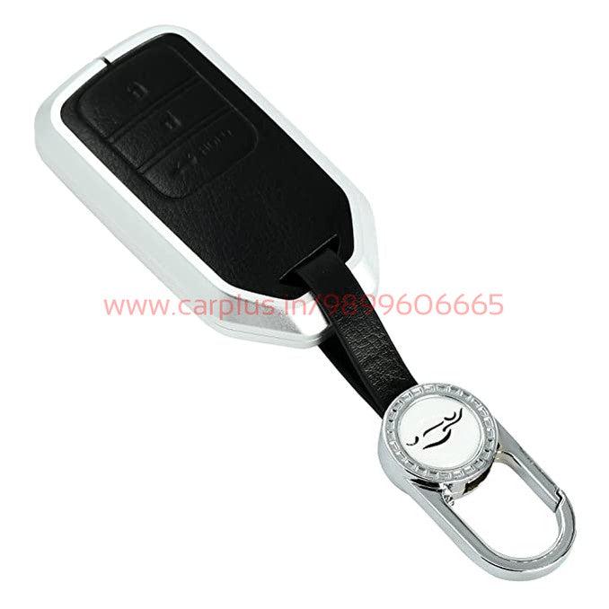 
                  
                    KMH Aluminium Alloy with Leather Car Key Cover Compatible for Honda City, Civic, Jazz, Amaze, CR-V, WR-V, BR-V 3 Button Push Button Start Smart Key-TPU ALUMINIUM KEY COVER-KMH-Silver Black-With Key Chain-CARPLUS
                  
                