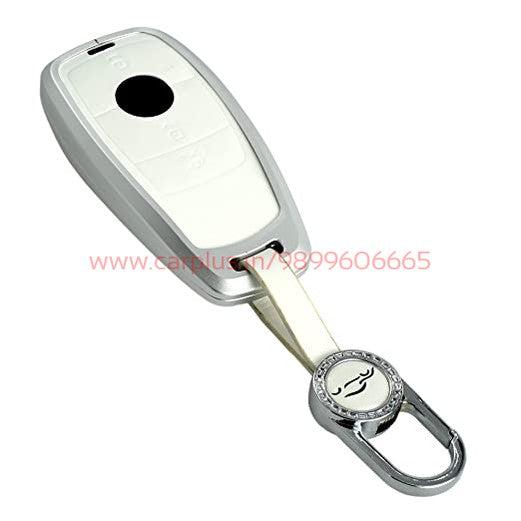 
                  
                    KMH Aluminium Alloy with Leather Car Key Cover Compatible for Mercedes Benz A C E S G Class glc cle cla GLB GLS W177 W205 W212 W213 W222 AMG 3 Button Samrt Key-TPU ALUMINIUM KEY COVER-KMH-Silver White-With Key Chain-CARPLUS
                  
                